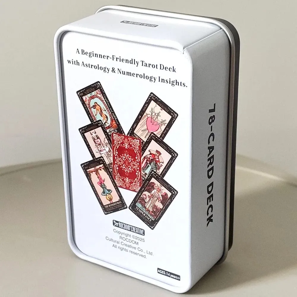 Beginners Tarot Deck in Tin Box with Guidebook 11*6.2cm 78 Tarot Cards with Astrology & Numerology Insights — image 5