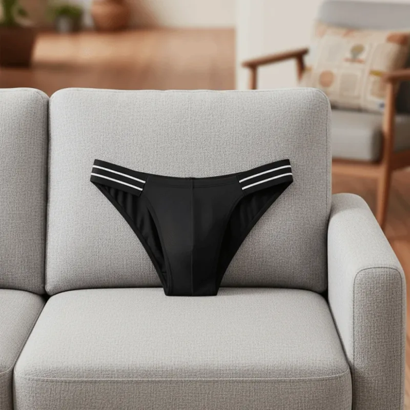 Lingerie Men's Triangle Panties Mid Waist Breathable Men Thin Briefs Stripe Large Size Underwear for Men Four Seasons — image 16