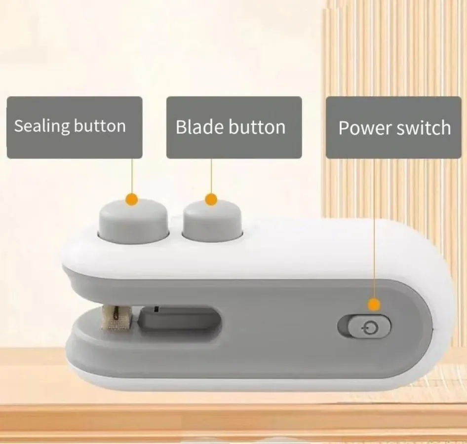 Portable Rechargeable 2-in-1 Bag Sealer & Cutter Food Bag Sealing Tool