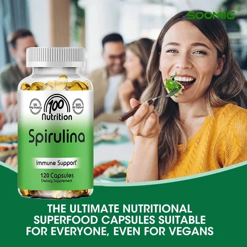 Spirulina Softgels Organic Superfood Algae - Sinusuportahan ang Cardiovascular at Immune System Health Napakahusay na Antioxidant — image 5