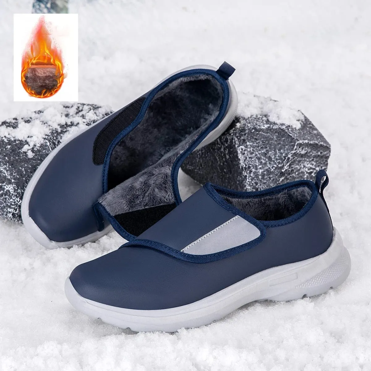Men's Orthopedic Diabetic Leather Sneakers Adjustable Hook & Loop Wide Fit Open Shoes for Swollen Feet Comfortable Walking Shoes — image 9
