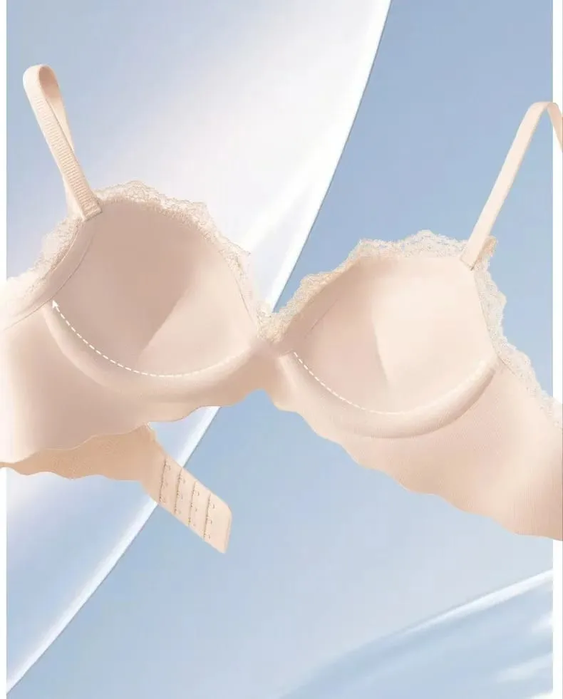 2025 Fashion Lace Thickened One-piece Seamless Push Up Lingerie Small Breast Gathering Comfortable Bra For Women — image 7
