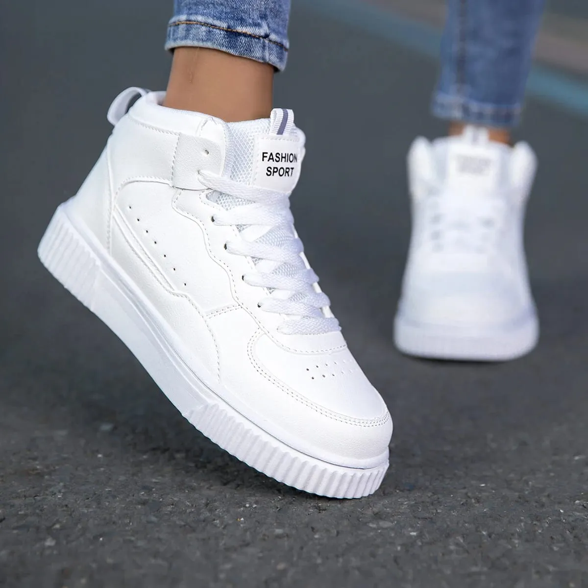 New Style Men's Casual Leather Shoes Trendy Breathable Versatile Sports White Sneakers Leather Trendy Shoes — image 3