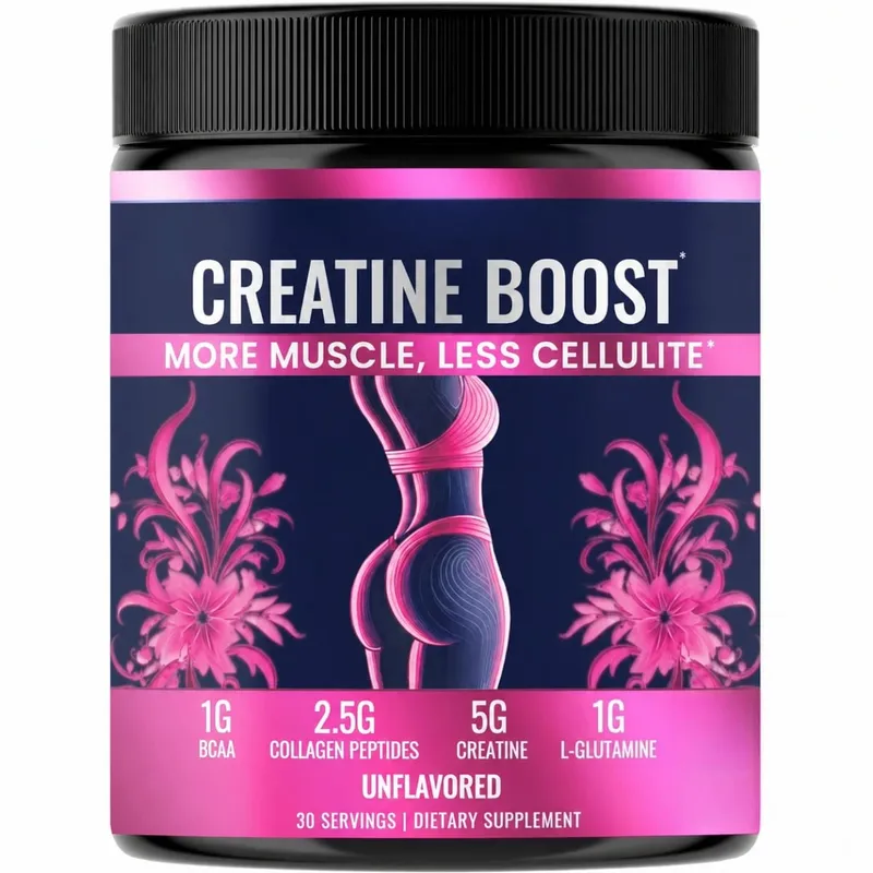 Creatine Powder for Women Booty Builder with Collagen Peptides BCAA L-Glutamine Unflavored Post-Workout Recovery Elasticity
