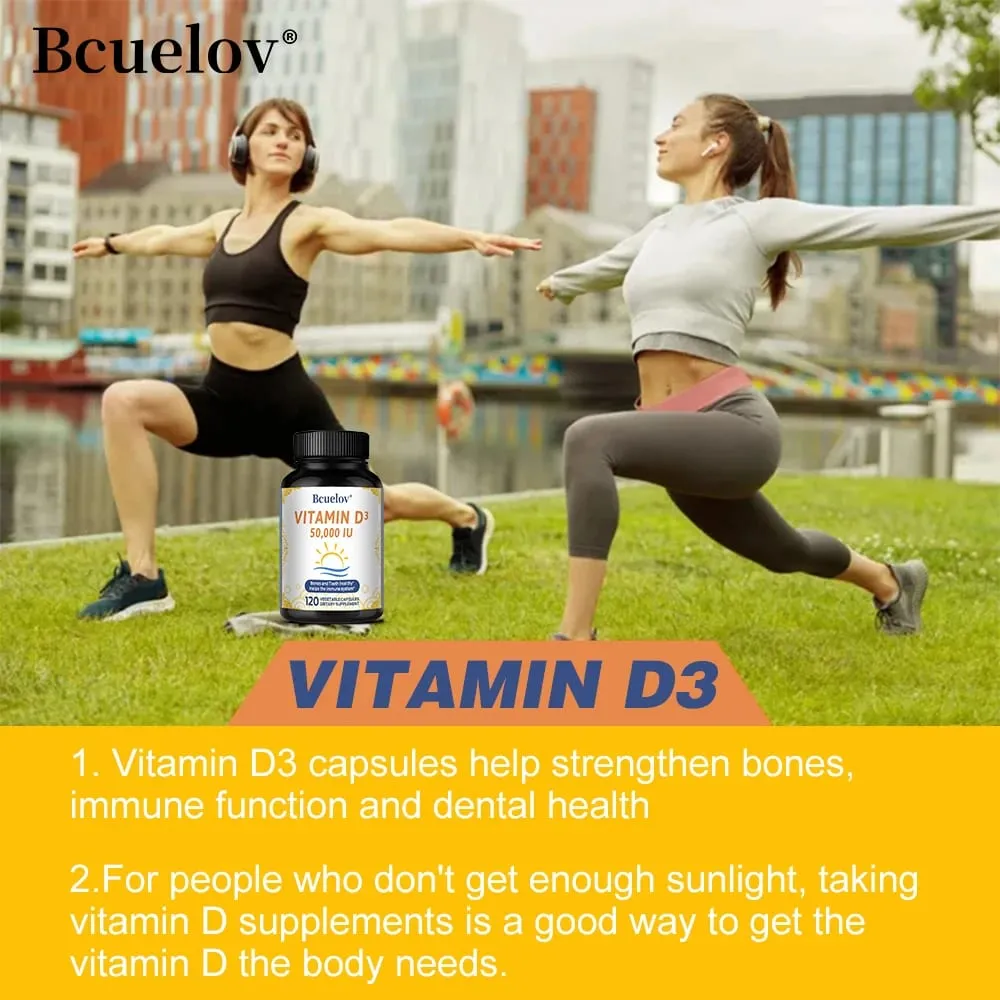 D3-vitamin 50000 NE - Csontok egészségének és immunrendszerének támogatása - GMO-mentes gluténmentes - D3-vitamin D-vitamin-kiegészítő férfiaknak és nőknek — image 3