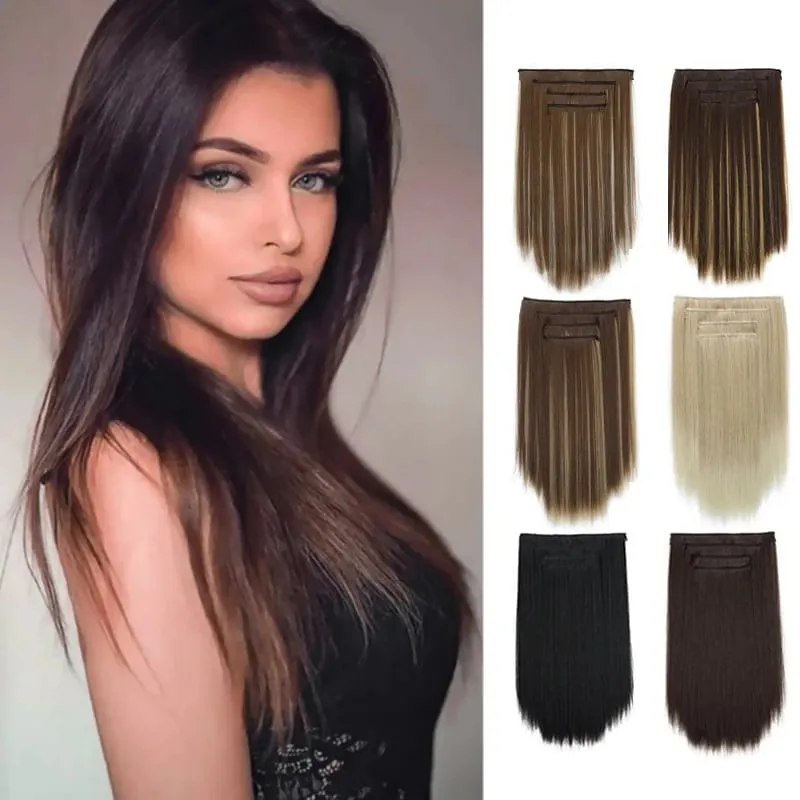 14Inch Synthetic 4Pcs/set Clips in Hair Extensions Straight Hairstyle Brown Blonde Hairpieces Heat Resistant Hair For Women — image 2