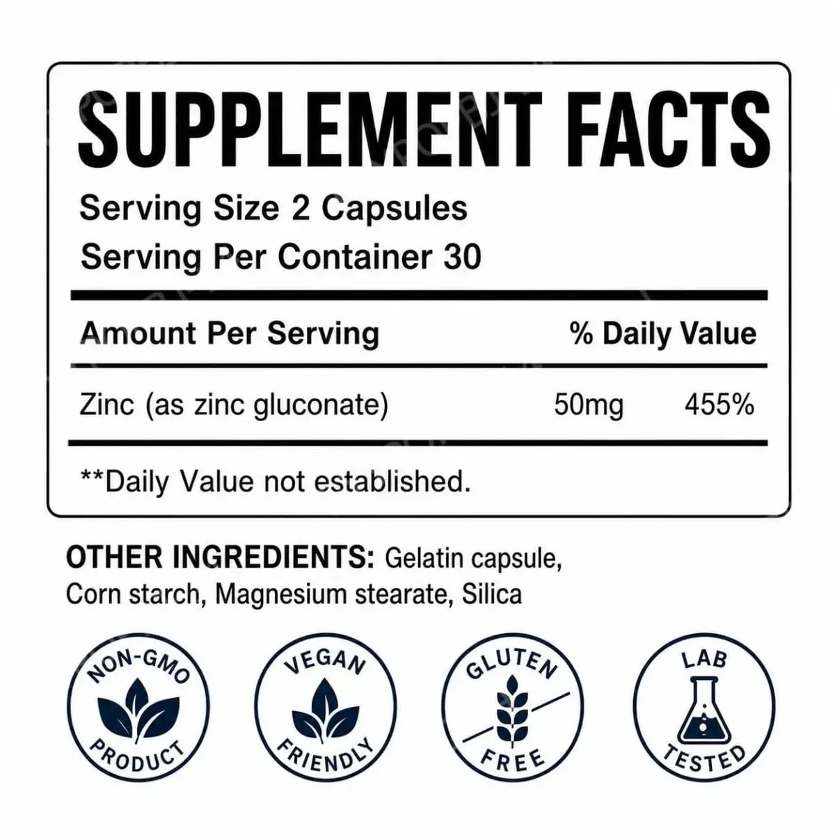 Docteat Zinc Bilang Zinc Gluconate Capsules 50 Mg Zinc Bawat Serving Immune Support Antioxidant Activity Malusog na Balat 60 Capsules — image 3