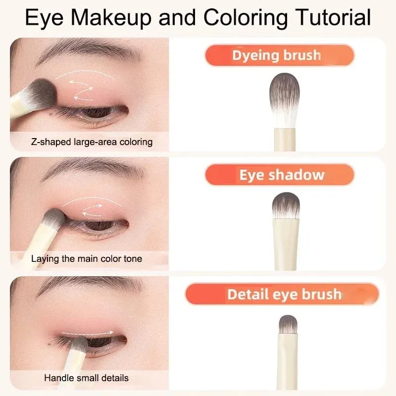 5/6/8/10 pièces Pinceaux De Maquillage Pour Les Yeux Naturels Ensemble Détail Fard À Paupières Brosse Pinceau De Maquillage Blanc Ultra Doux Fard À Paupières Eyeliner Outil De Maquillage — image 4