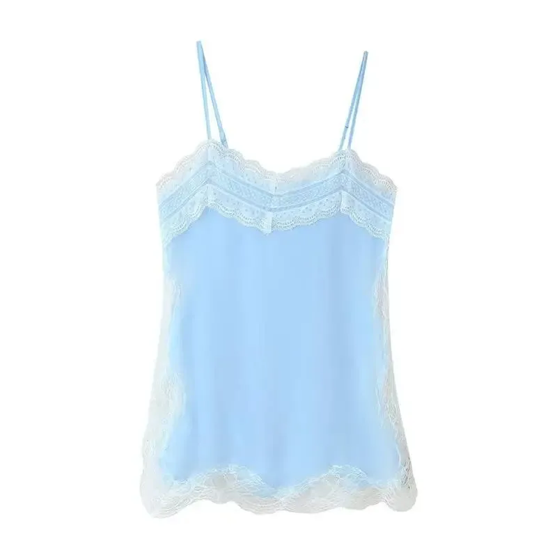 Vestido de cetim marrom com emenda de renda, elegante, bainha irregular, decote em v, costas nuas, sem mangas, vestido chique para mulheres, festa em clube — image 17