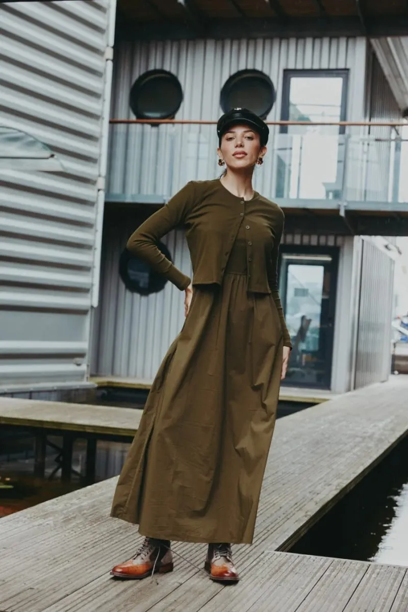 AS AW25 Patchwork dress round neck ribbing top + skirt + cardigan pambabaeng damit — image 3