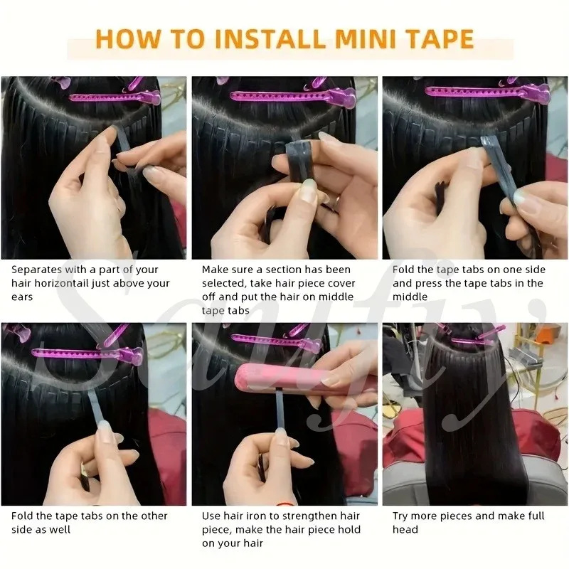 Mini fita loira balayge de 12 a 20 polegadas em extensões de cabelo humano, fita dupla face invisível sem costura em extensões de cabelo — image 6