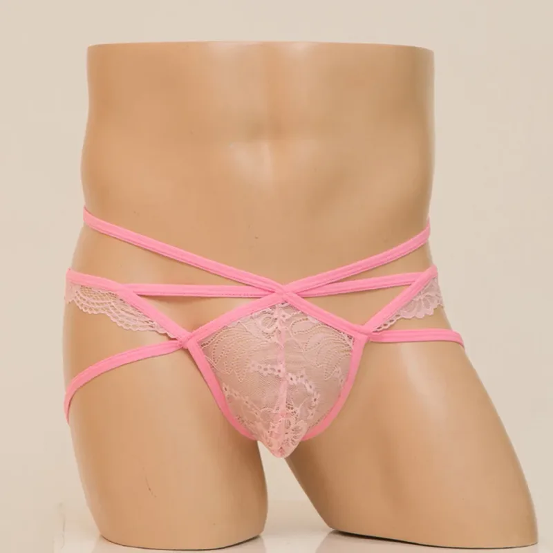 Homens sexy g-string roupa interior sexy toy masculino transparente para lingerie renda femboy bulge bolsa cintura baixa tanga calcinha masculina de verão