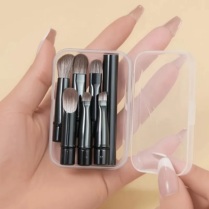 6-Piece Black Portable Makeup Brush Replacement Brush Head Set Nose Shadow Brush Travel Set — image 8