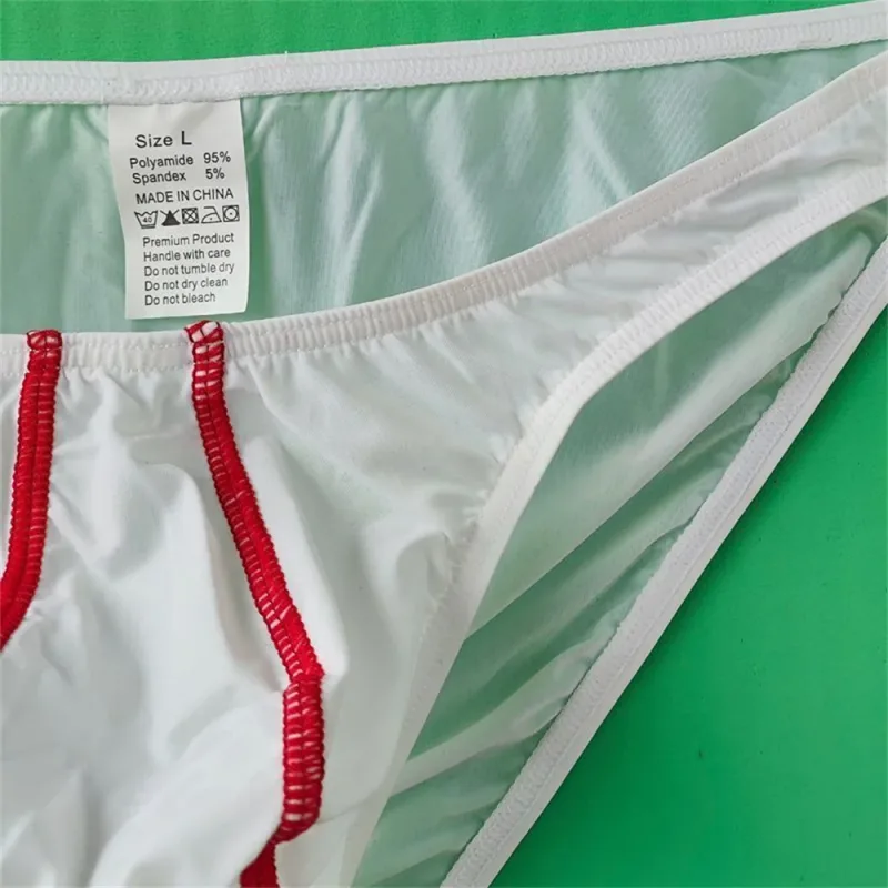 Two Line Stripe Ice Silk Briefs para sa Mga Lalaking Plus Size na Kasuotang Panloob Sexy U Convex Lingerie Low Waist Bugle Pouch Panti ng Lalaki — image 10