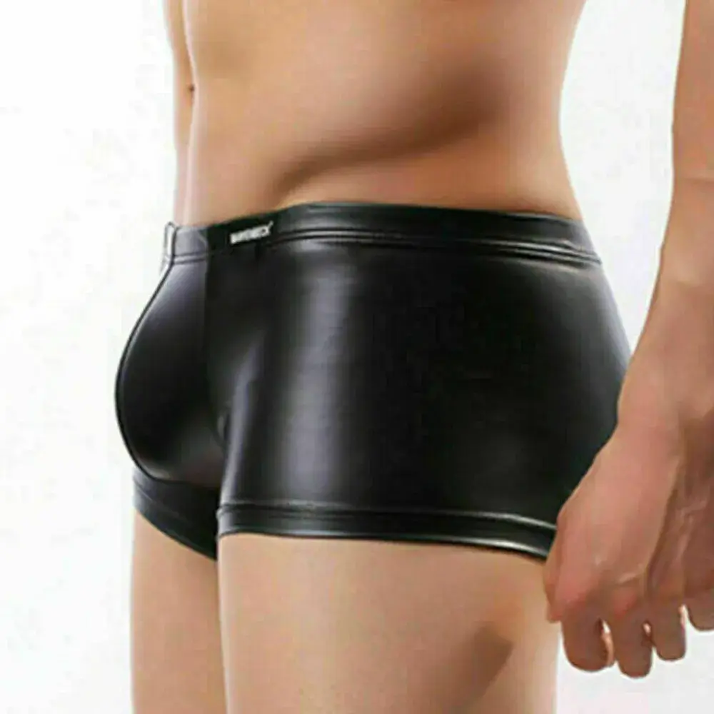 Sexet Herreundertøj Bulge Pouch Boxershorts Trunks Natklub Wet Look Lavtalje Mand Trusser Boxers Lingeri — image 3