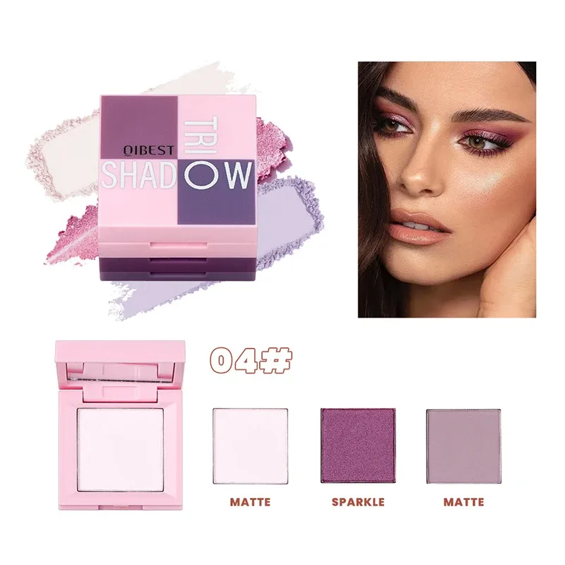 1 piece three in one eye shadow palette portable makeup matte and shiny finish multi-functional neutral tone easy to mix — image 9