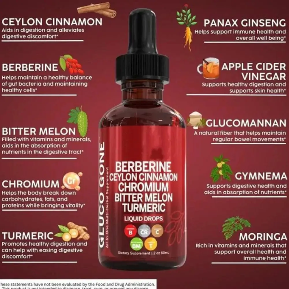 Gotas de canela berberina 60ml, para saúde, suporte imunológico, metabolismo da saúde intestinal, antioxidante, sabor de canela do Ceilão — image 4