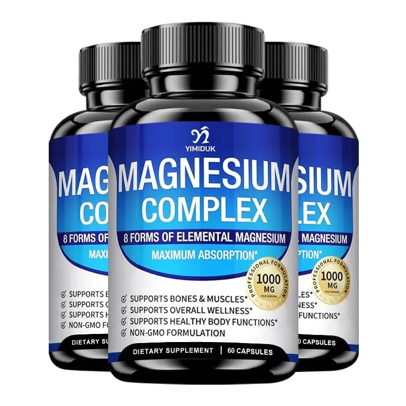 Suplemen Magnesium Kompleks 1000mg -Magnesium Glisinat Sitrat Malat Taurat Chelated untuk Energi Pemulihan Otot Tulang — image 10