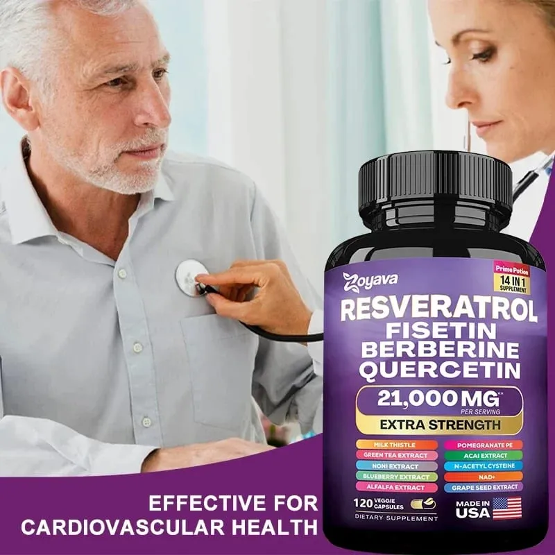 Resveratrol Extract Capsules - Benefits Immunity Antioxidants Cardiovascular Health Promotes Smooth Skin