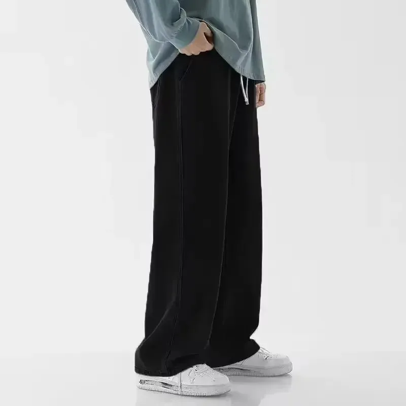 2025 Streetwear Loose Jeans Men Korean Style Fashion Loose Straight Wide Leg Pants Men's New Brand Clothing Black Light Blue — image 12