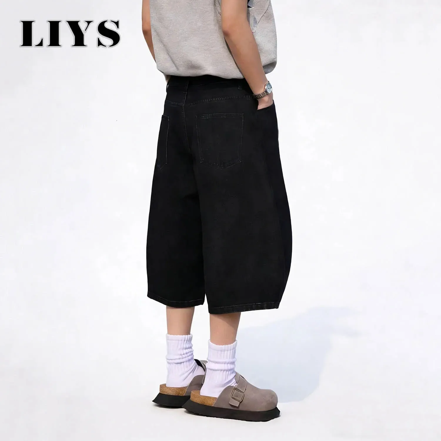 Summer American Style Retro Black Ultra Baggy Machete Wide Leg Denim Shorts Fashion Men's Women's Daily Jeans Capris Jeans — image 6