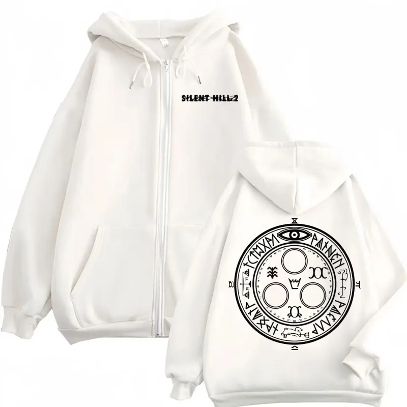 Limited Silent Hill 2 Game Print Zipper Hoodies Moda de alta qualidade Zip Up Pullovers Homens Mulheres Casual Moletons de Manga Longa — image 3