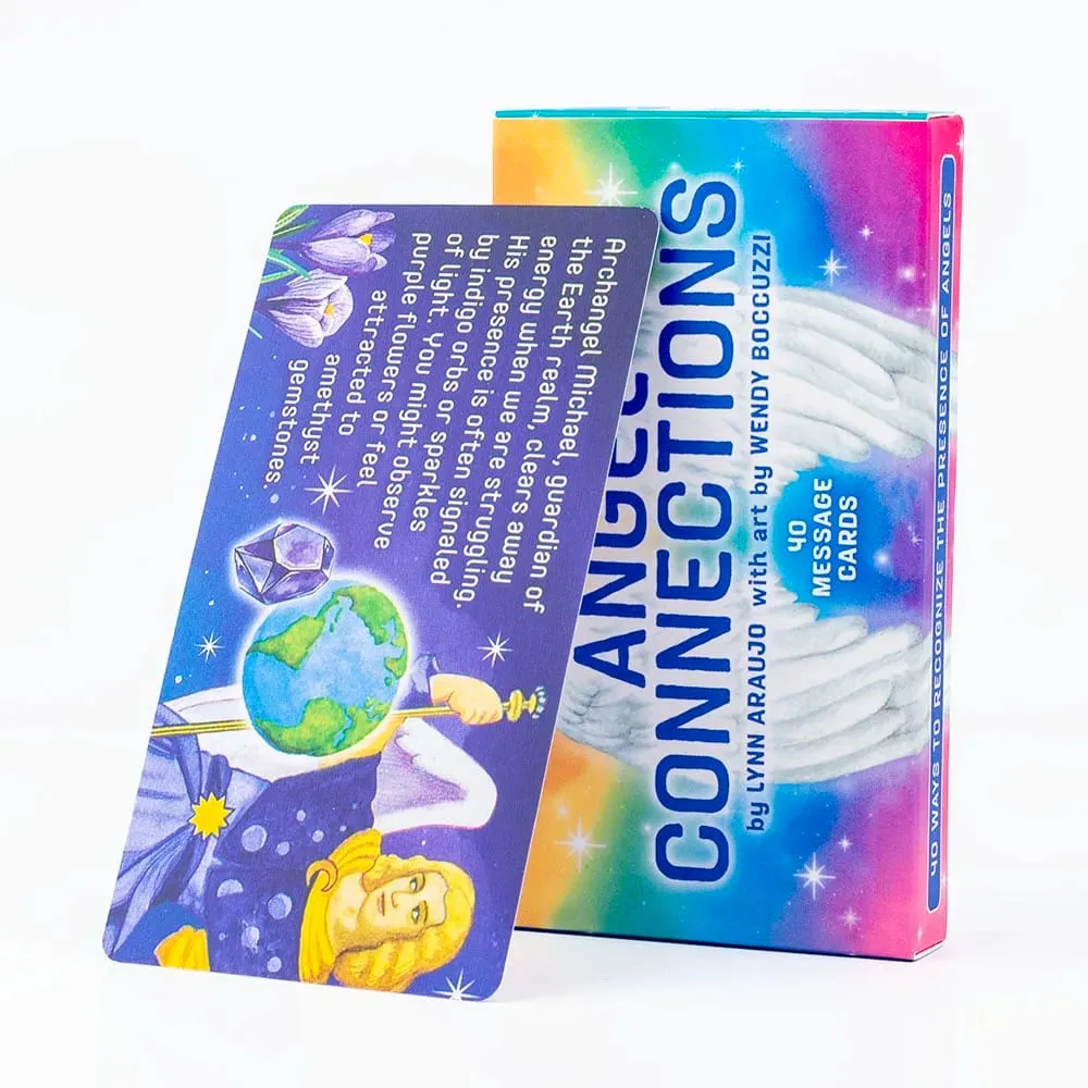 Angel Connections 11x6cm 40 Message Cards for Receiving Angel's Blessings Featuring Angel Images Perfect for Family Board Game