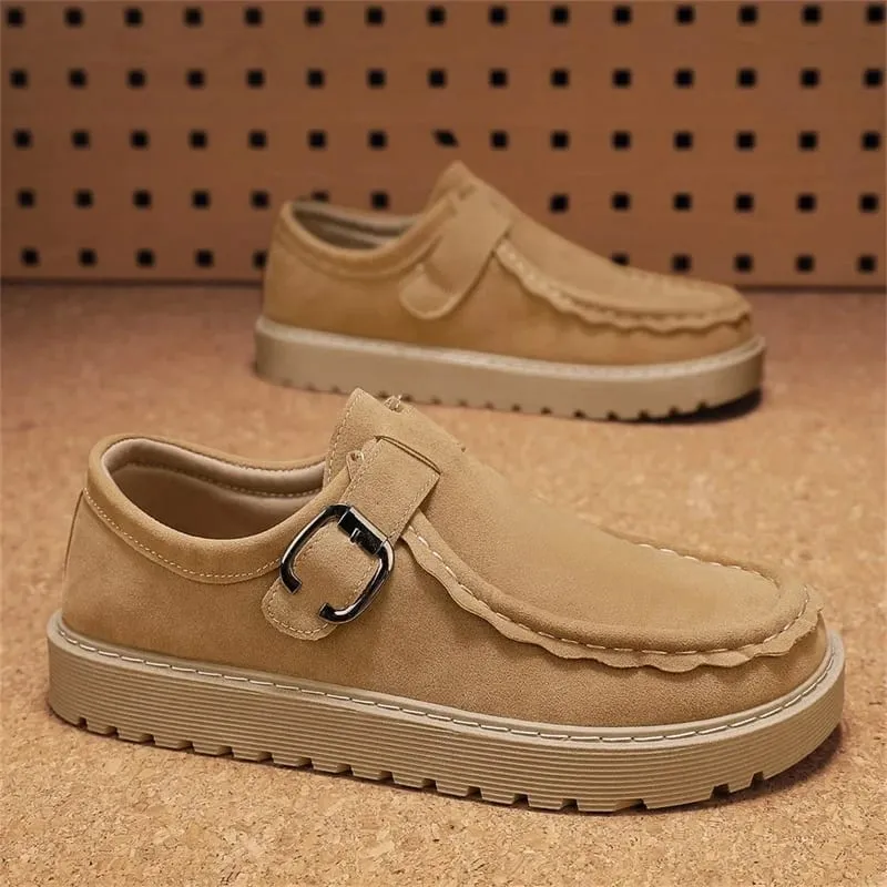 Men's Beige Suede Casual Loafers in Large Sizes Comfortable Thick Soled Non Slip Walking Shoes Fashionable and Trendy Shoes 2025 — image 2