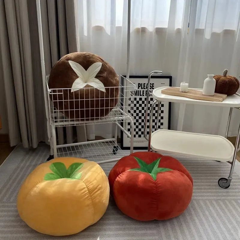 Thickened Cushion with Tomato-Shaped Pillow Vegetable Mushroom Persimmon Round Cushion Pad for Window Seat Pillows for Bedroom — image 8