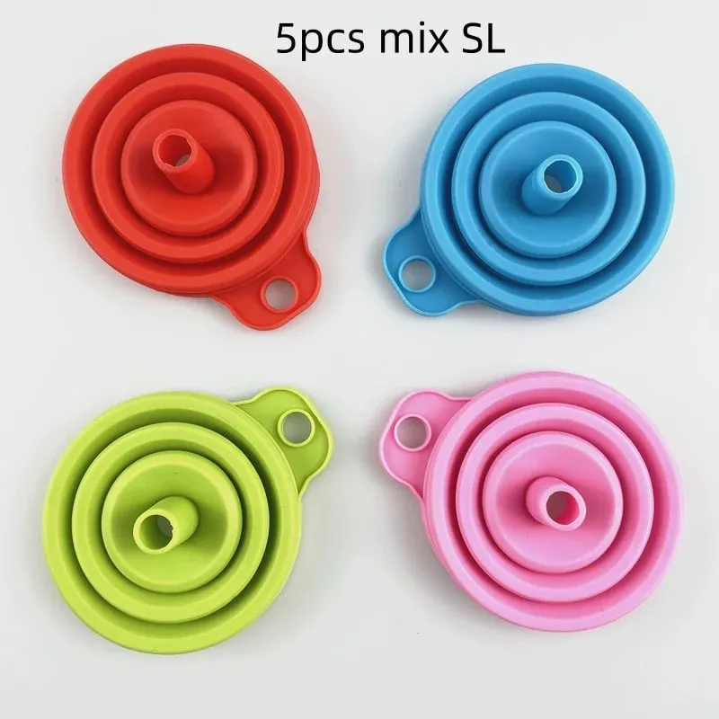 1/3/5/10 pcs S L Folding Silicone Funnel for Filling Bottles Kitchen Silicone Funnel Collapsible Kitchen Gadgets Oil Filler — image 21