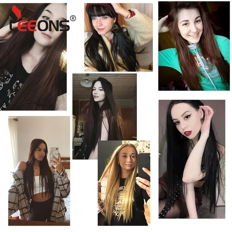 Black Clip In Extensions Straight 22" Long Synthetic Thick Clips On Hair Piece For Women 6Pcs/Set Curly Full Head Weddings Daily — image 6