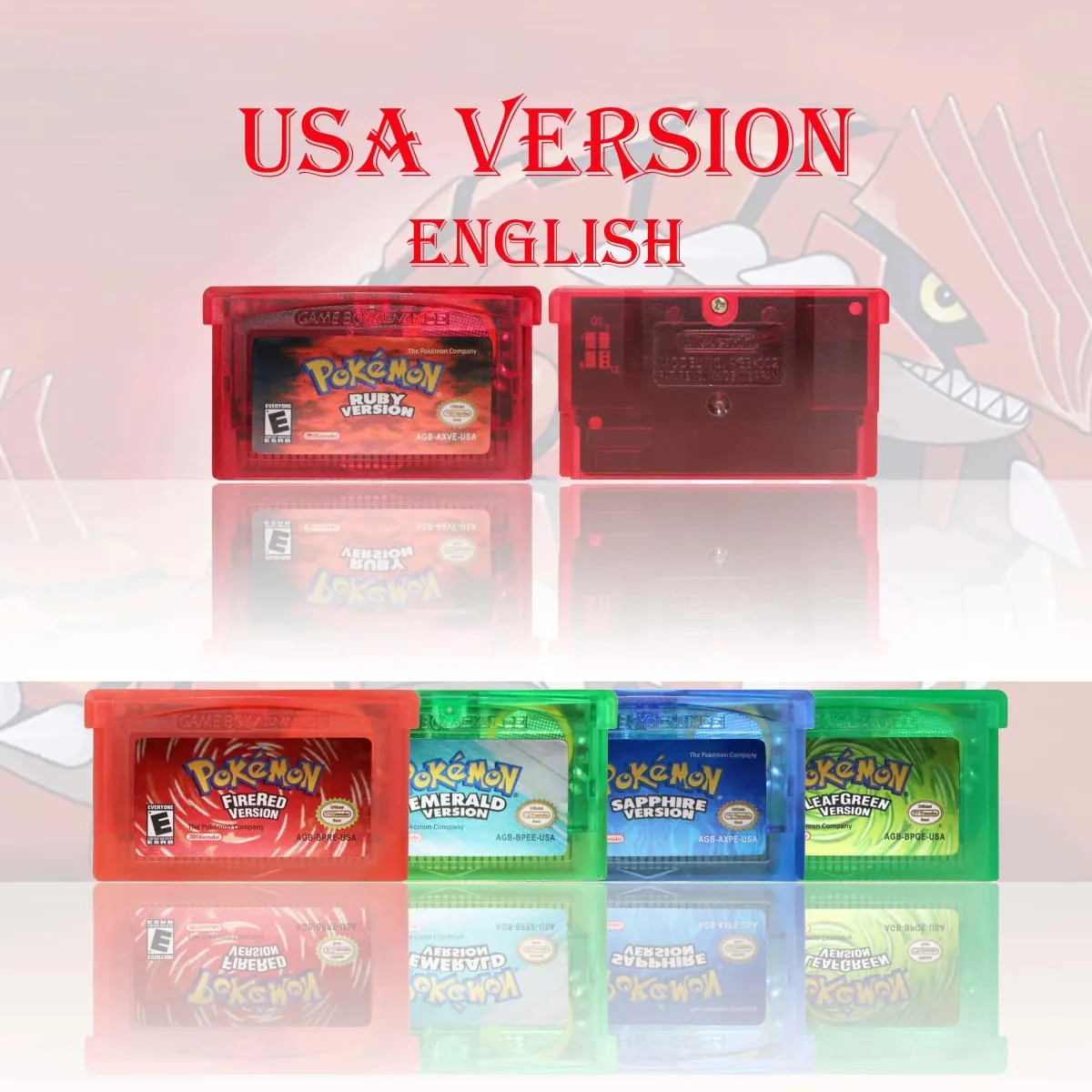 GBC/GBA USA Version Pokemon Blue/Crystal/Emerald/Fire Red/Leaf Green Game Cartridge Video Game Card High Quality with Battery — image 2