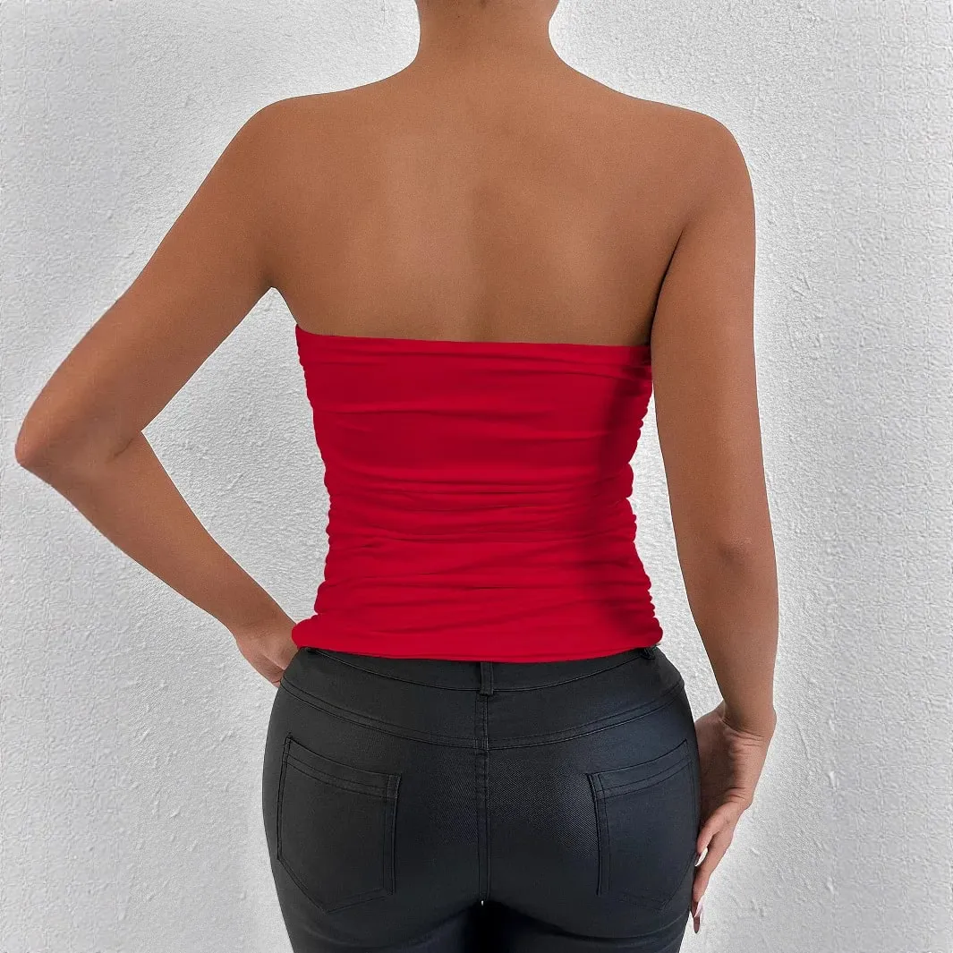 Sexy Solid Color Off Shoulder Tank Top Women Backless Sleeveless Bare Midriff Halter Crop Tops Female Tube Top Cropped Vest — image 5