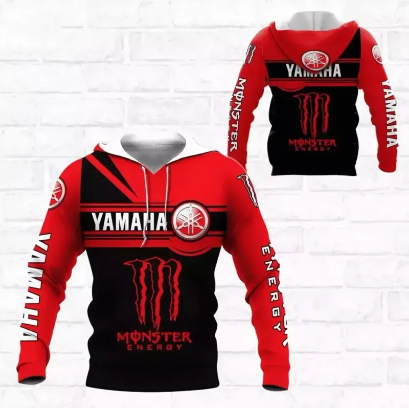 Yamaha men's 3D printed motorcycle hooded pullover shirt suitable for street wear and motorcycle riding — image 6