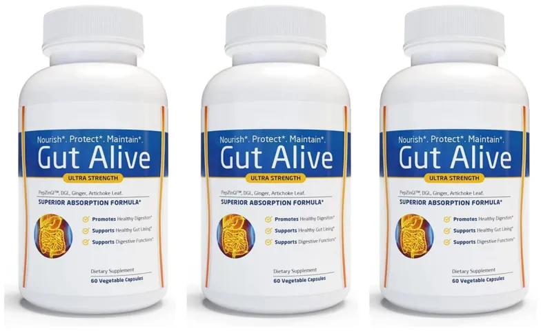 Gut Alive - All Natural Support to Fight IBS Heartburn Acid Indigestion Acid Reflux Bloating & Gas Unique Formulation 60 Count — image 9