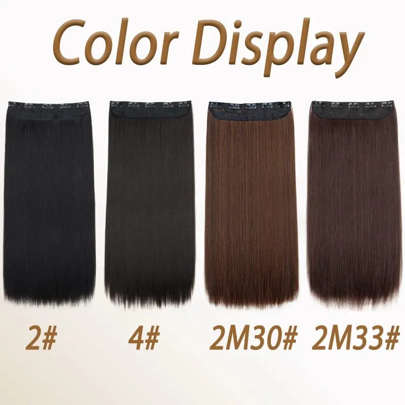 24Inch Synthetic Long Straight Thick One Piece Hair Extension Heat Resistant Fake Hair for Women Daily Use — image 3