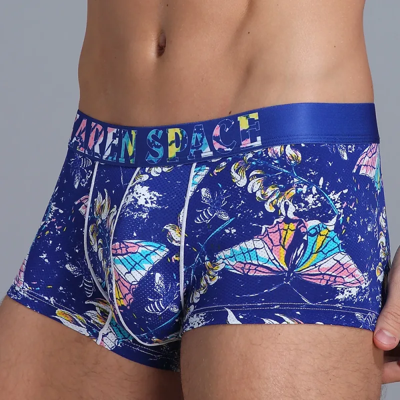 Atmungsaktive Herren-Boxershorts mit Eisseide-Aufdruck, modische Herrenhöschen, bequem, Calzoncillo Hombre