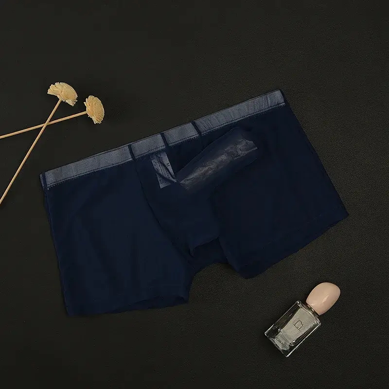 Cueca boxy masculina erótica gays sexy cintura baixa elefante nariz boxer shorts malha fina transparente respirável calcinha leve — image 6