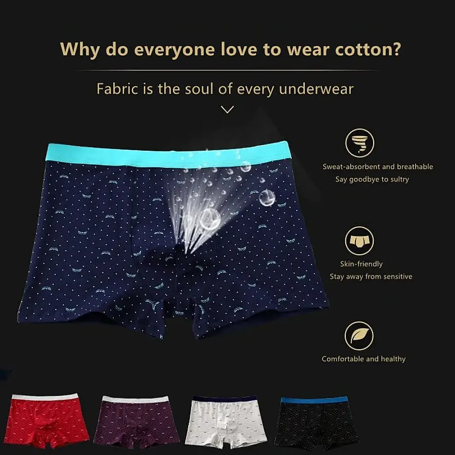 Plus Size Herr 160 kg Sömlösa trosor Bomullskalsonger Herr Underkläder Pure Cotton Boxershorts Man Intimate Boxers Märke — image 4