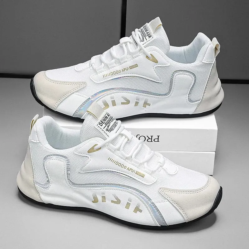 Trendy Black and Gold Color-Blocking Mesh Casual Shoes Men's Breathable Shock-Absorbing Thick-Soled Sneakers Versatile Soft-Soled Non-Slip Men's Shoes for Daily Commuting — image 5