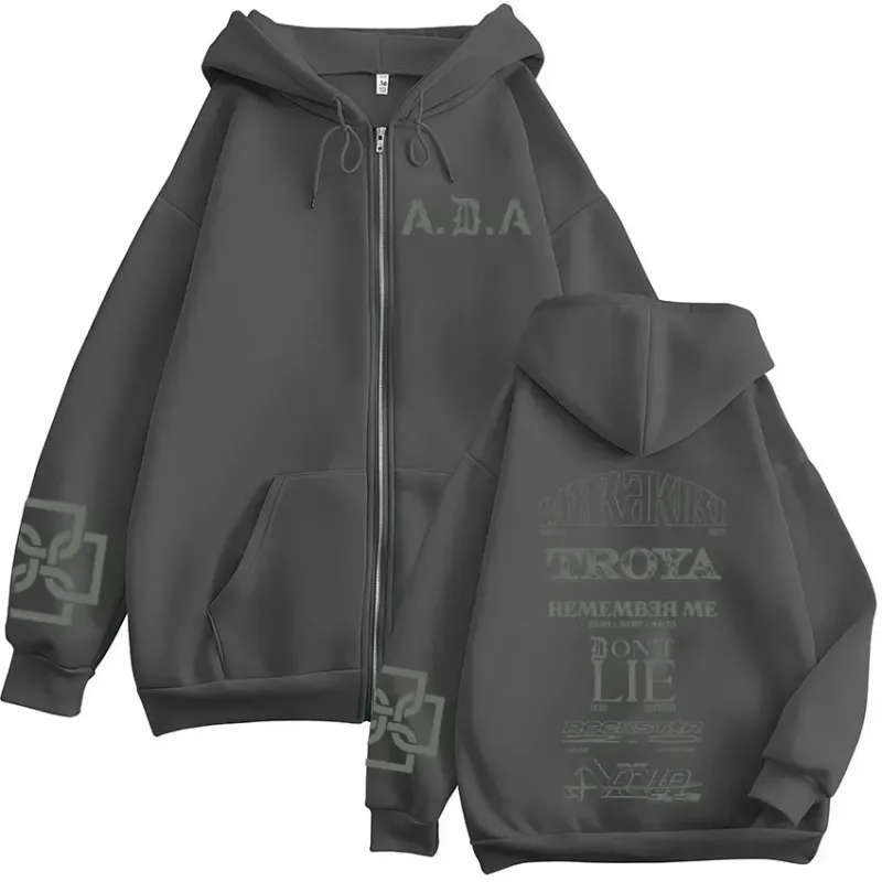 Rapper Duki ADA Tour Merch Zipper Hoodies Men's Women Clothing Zip Up Hooded Sweatshirts Fleece Oversized Pullovers Jackets Coat — image 8