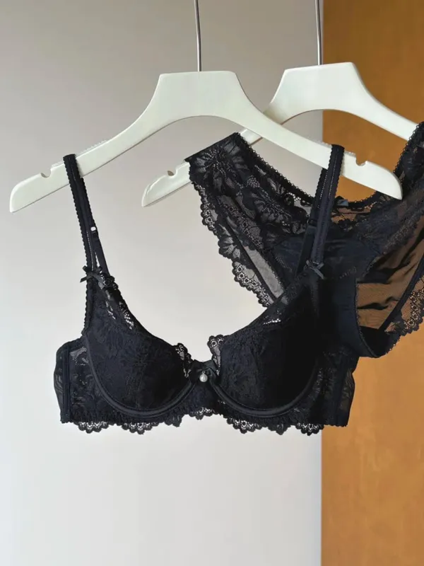 Lila Spets BH Dam Fransk Sexig Broderi Mjuk Bygel Minimizer Push Up Anti Sagging Underkläder BH 32‑38 — image 9