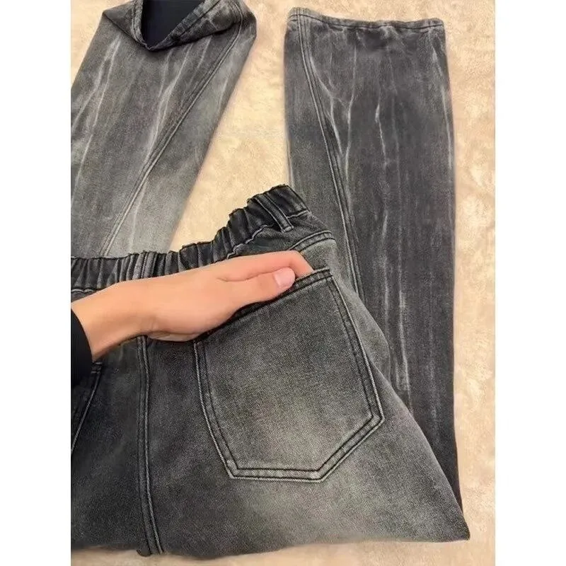 Mens Jeans Harajuku High Street Streetwear Lightning Cut Denim Pants Micro Flared Curved Fit High Waist Slim Straight Spring New — image 2