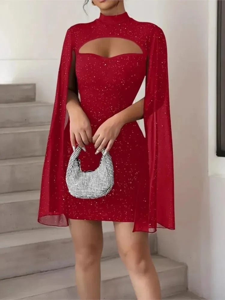 Dampaket Hip Miniklänning Ny Vår Sommar Fahsion Elegant O-hals Solid Casual Festklänningar För Kvinnor Robe Femme — image 2