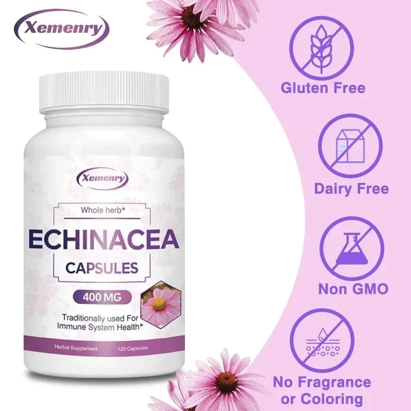 Echinacea Capsules 400 Mg - Sinusuportahan ang Immune at Respiratory Health at Binabawasan ang Haba ng Cold Supplement — image 3