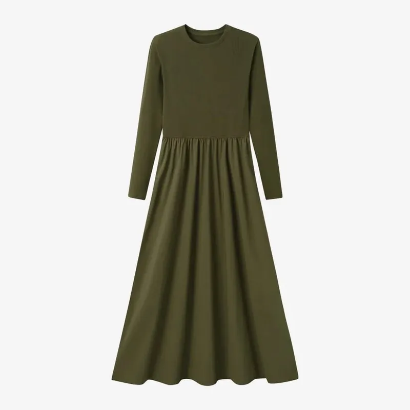 AS AW25 Patchwork dress round neck ribbing top + skirt + cardigan pambabaeng damit — image 11