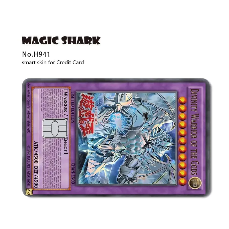 Magic Shark Yo-gi-oh Blue Eyes Dragon Game Shinny Holographic Laser Debit Credit Card Sticker Film Skin Front Cover