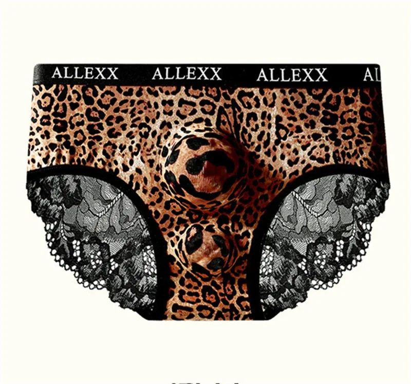 Herrunderkläder Spets cuecas masculino 3D-rymdfarkoster calzoncillos hombre leopardtryck lencerías muy heta sexiga kläder herrunderkläder