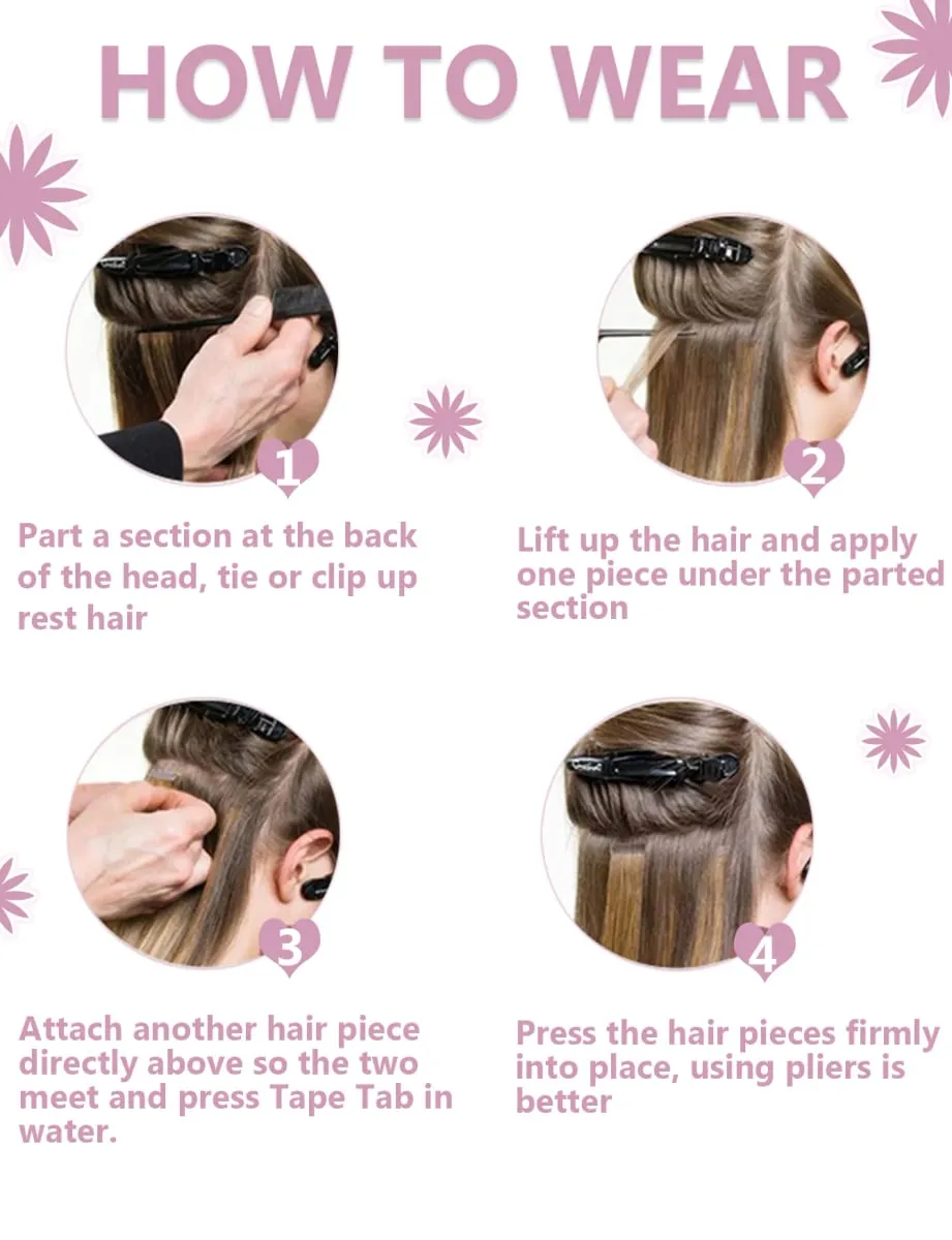 20pcs/pack Tape in Human Hair Extensions Silky Straight Real Human Hair Extensions Seamless Tape in Real Human Hair Extensions