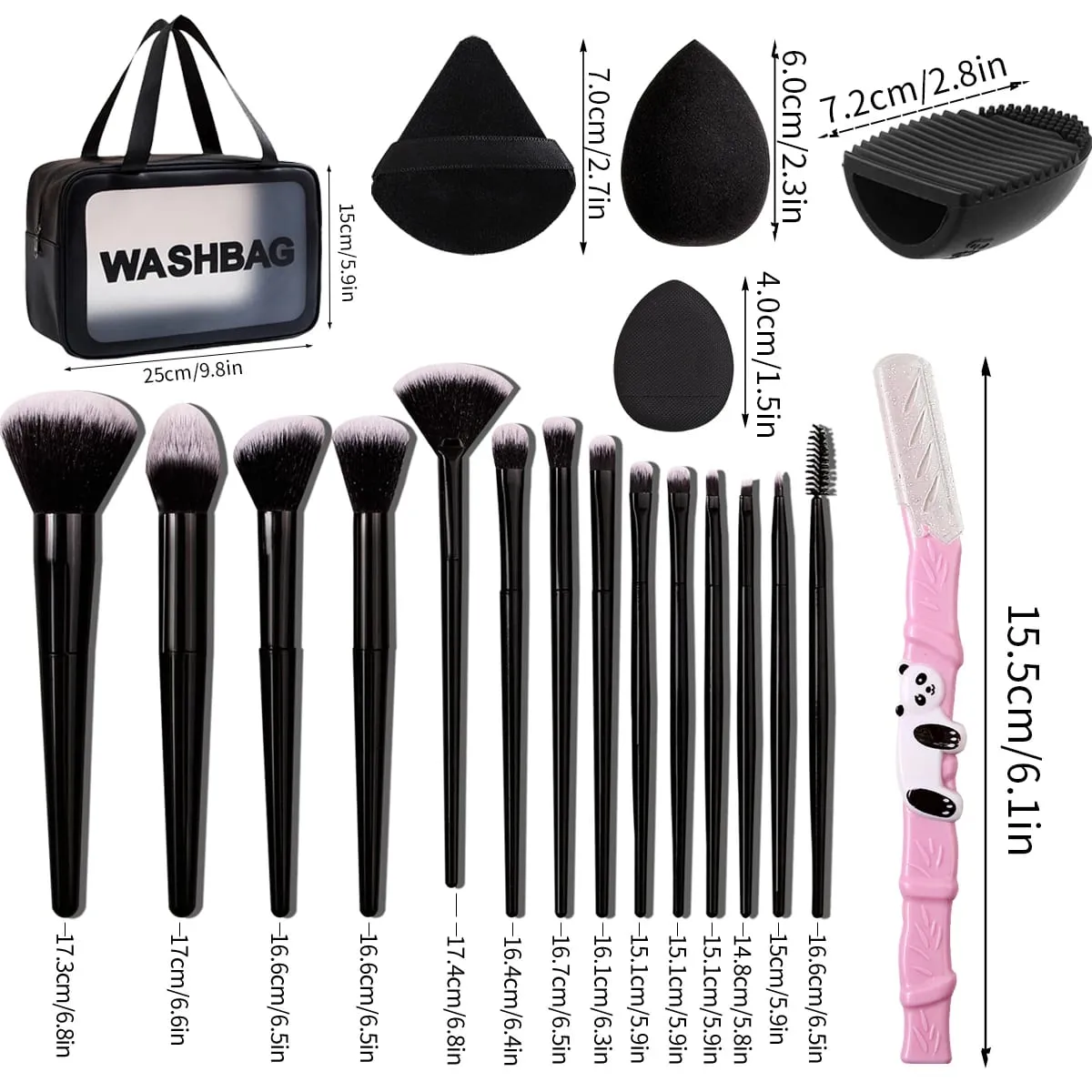 27/14/9/1PCS Professional Makeup Brush Set 14 Brushes Makeup Sponge Powder Puff Makeup Bag Eyebrow Razor Cleaning Tools — image 2